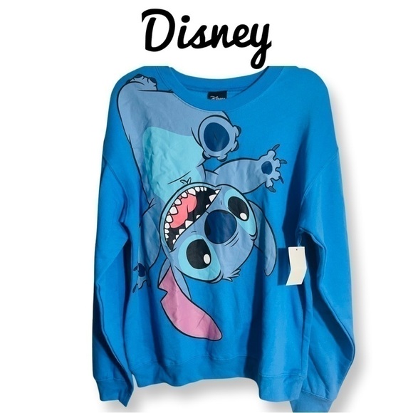 New Disney Blue Graphic Stitch Crewneck Size Large - Picture 1 of 4